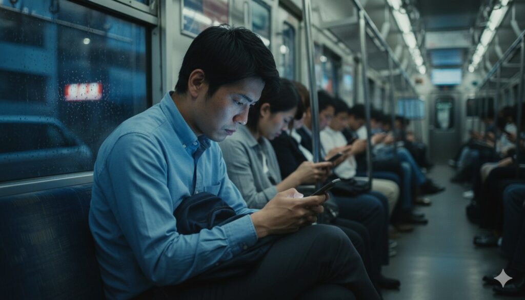 電車内でスマホ